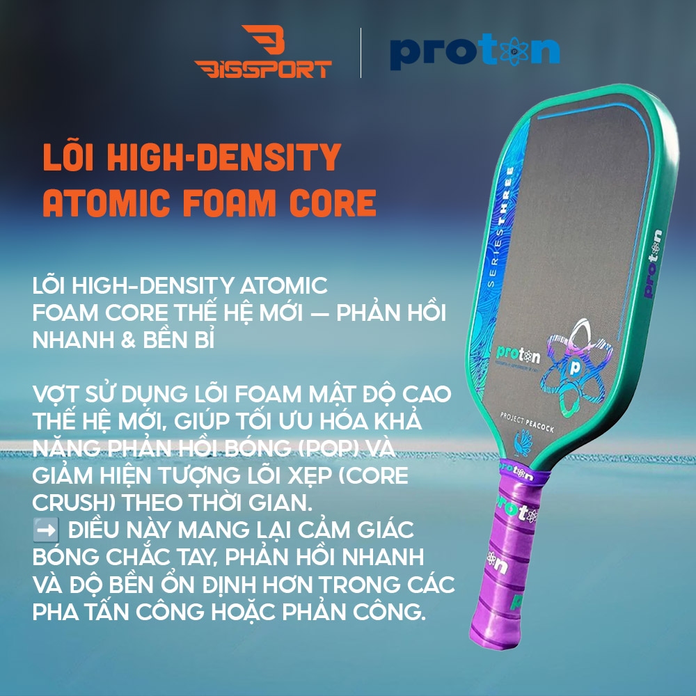 Vợt Pickleball Proton Series 3 - Project Peacock Chính Hãng - Ổn Định - Bền Nhẹ - Tối Ưu Lối Đánh - Bám Bóng Tốt